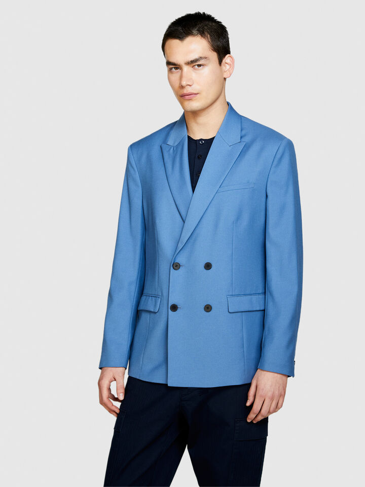 Slim comfort fit double-breasted blazer - men's blazers - Blue | Sisley image number 4